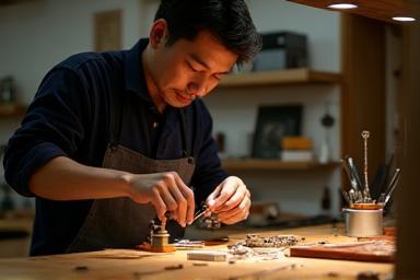 日本の職人による工房風景